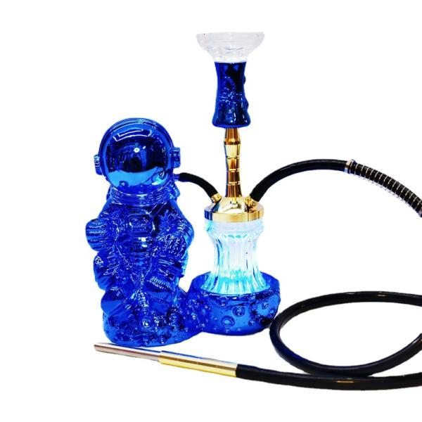 Resin 38CM Hookah Design Gold White Aluminum 1 Hose Shisha with LED Light