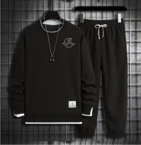 China 2023 Spring and Autumn hoodie set men's waffle crewneck hoodie trousers wholesale