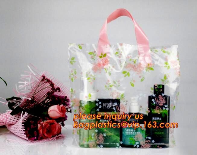Promotional customized high quality soft loop plastic cloth bag,manufacturer custom soft loop handle polyethylene PE pla
