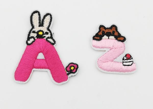 Quality Kids Clothes Iron On Embroidered Letters , Washable Stick On Patches For Clothes for sale