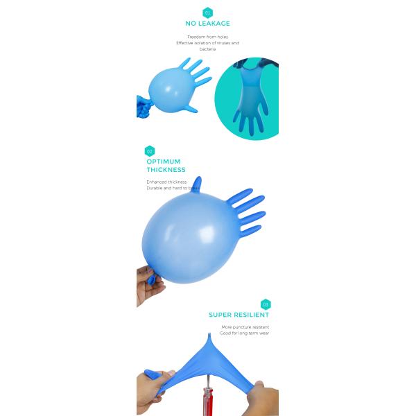 Puncture Proof 15 Mil Disposable Nitrile Gloves Powder Free