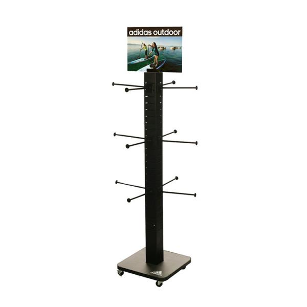 Quality Metal Custom Display Stand Outer Door Products Tower Pop Displays With Casters for sale