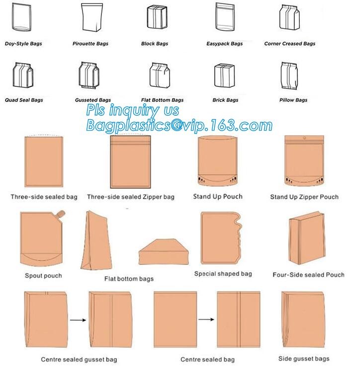 quad seal bottom and bottom load metallized film slider zipper packaging bag, Metal Zipper Printing PVC Slider Bags