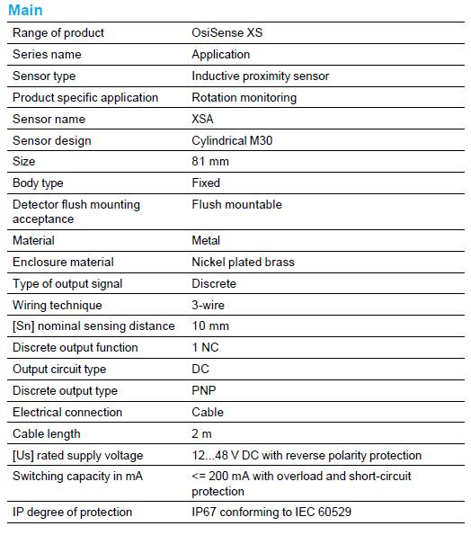 Industry IP67 Inductive Proximity Sensor XSAV11373 For Speed Control
