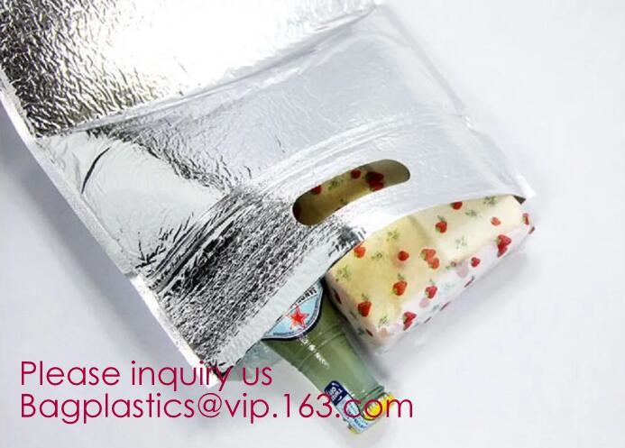 Custom Packing Aluminum Foil Zip-Lock Grocery Handle Thermal Insulation Cooler Bag For Outdoors,Promotional Insulated La