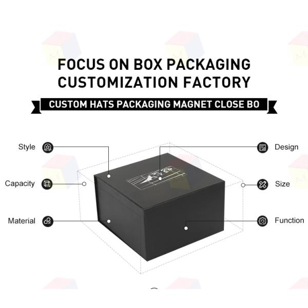 Magnetic Fold Apparel Packaging Box Cardboard Baseball Cap Shipping Box Recyclable