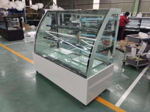 China Curved Glass Refrigerated Bakery Display Case Digital Thermostat With Marble Base wholesale