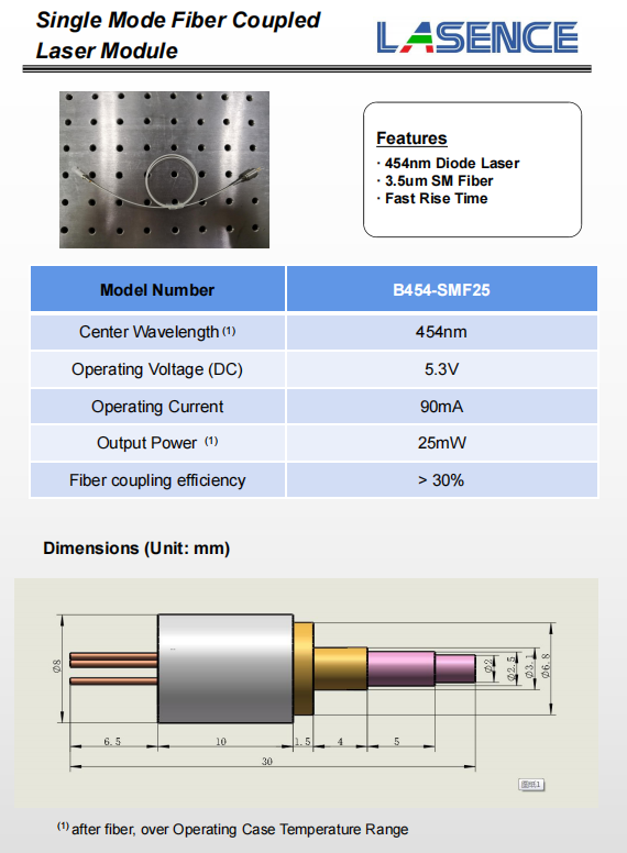 25mW Output Power 545nm Pigtail SM Fiber Laser Module for High Precision Fiber Coupling
