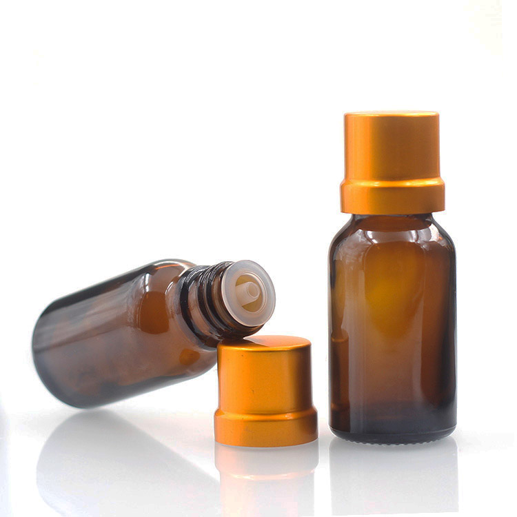 Aluminum Screw Cap Brown Glass Dropper Bottle 15ml Essential Oil Bottles