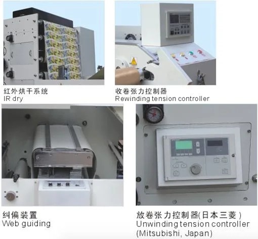 Automatic Small Flexo Printing Machine PE Coating Label Paper Rolls Film Rolls#4 Color Flexo Label Printer with Max. Web