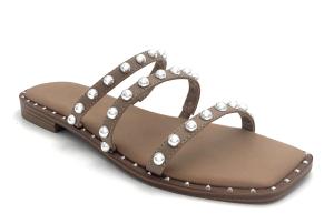 China Comfortable Stylish Womens Flat Sandals With Leather Upper Material wholesale