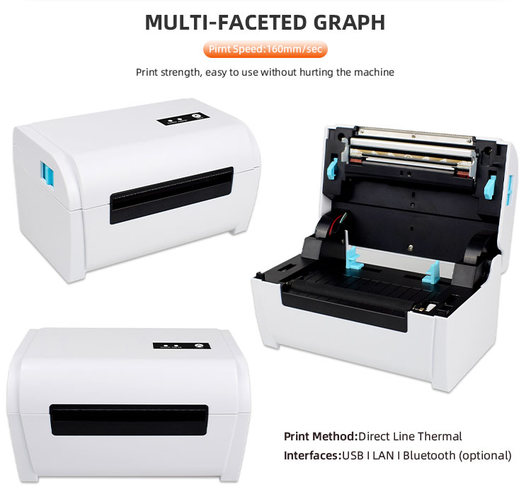 Desktop Thermal Label Printer with 160mm/s Black Print Speed and USB / LAN / Bluetooth