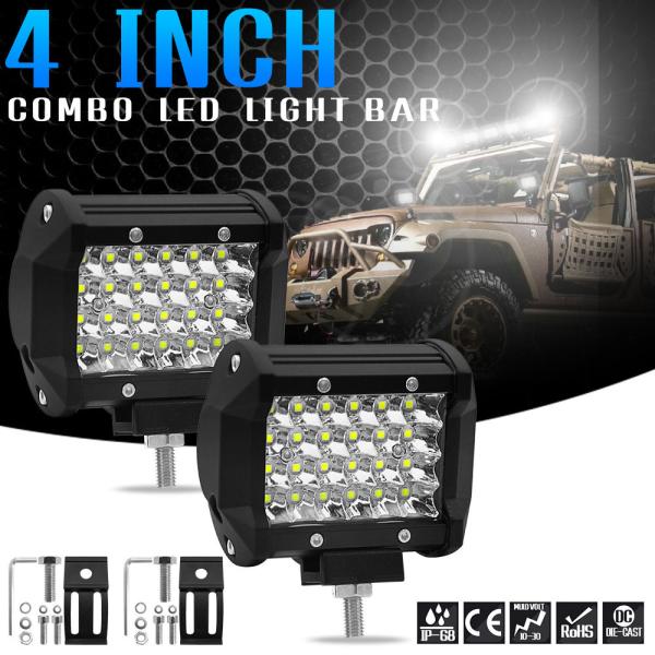 72w 24v Led Spotlight Vehicle LED Work Lights 4 Inch 4 Row 4x4 Spotlights