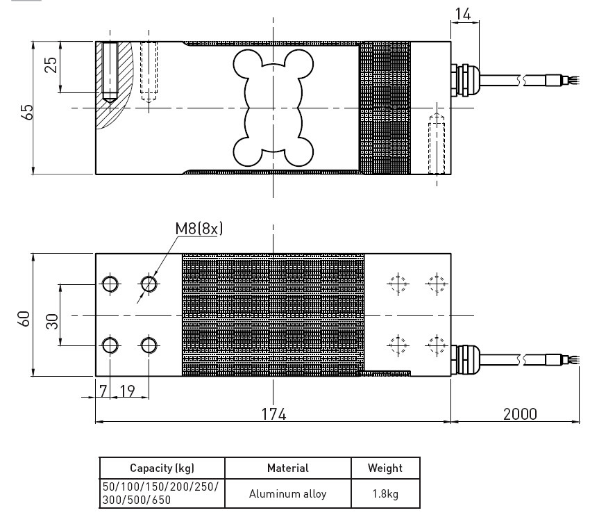 Compact Tension Compression Load Cell Weight Sensor , Low Profile