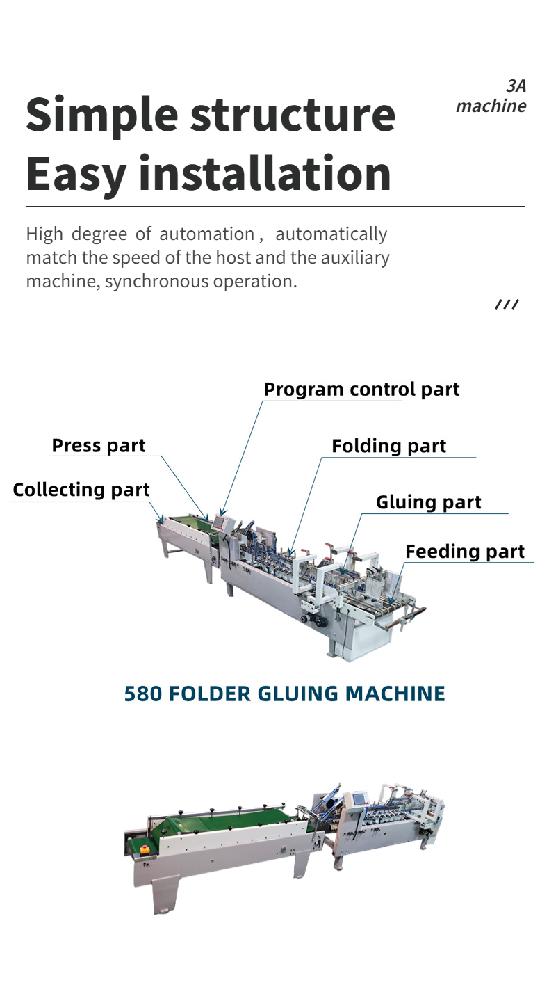 Video Feedback Semi Auto Folder Gluer Machine for Timely Delivery and Side Glue Folding