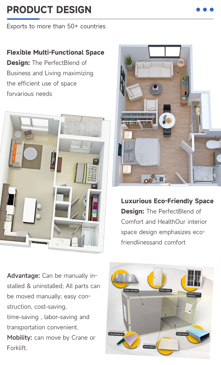 High Wind Rating Folding Container Prefabricated House Customizable Color 20ft Prefab House with Quick Assembly Design