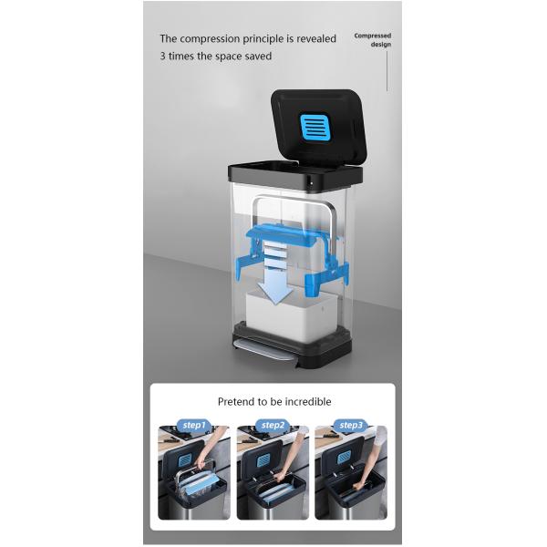 Smart Trash Can Automatic Bagging Smart Sensor Garbage Electric Touchless Square Automatic Bin Smart Home