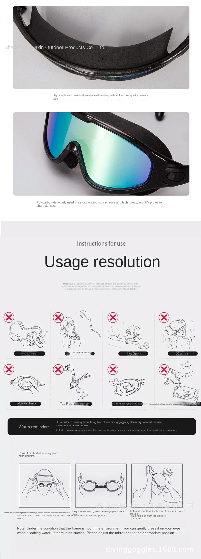 Clear View Broad Vision Anti Fog UV Protection Swimming Goggles No Leaking