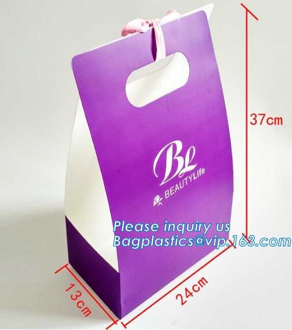 Customized Cut Printed Coated Paper Shopping Bag with Matt Lamination,rope handle custom logo printed white paper bag