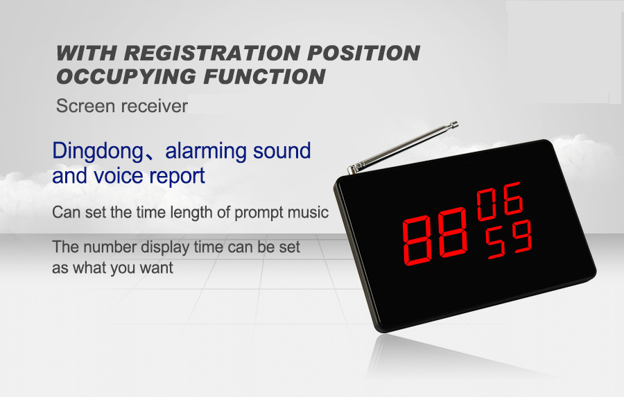 Water proof small wireless restaurant server customer paging system table button and screen receiver