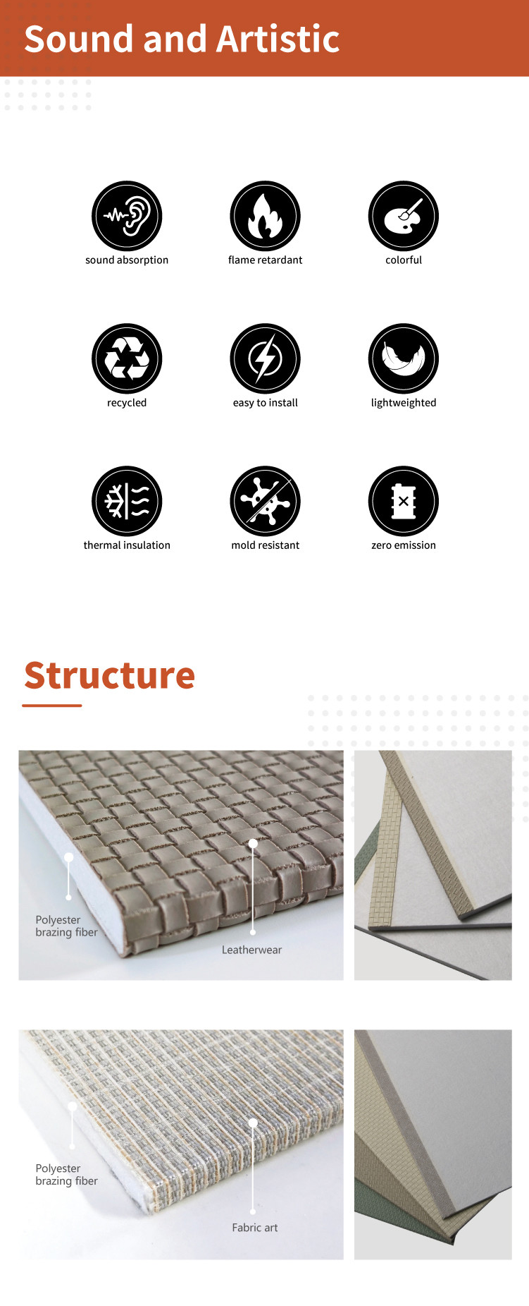 Green Construction Decorative Acoustic Panels Diverse Surface Finishes