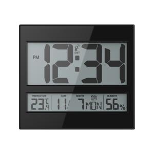 China Radio Controlled Clock Indoor Temperature Humidity Modern Design Style Digital Wall Clock wholesale