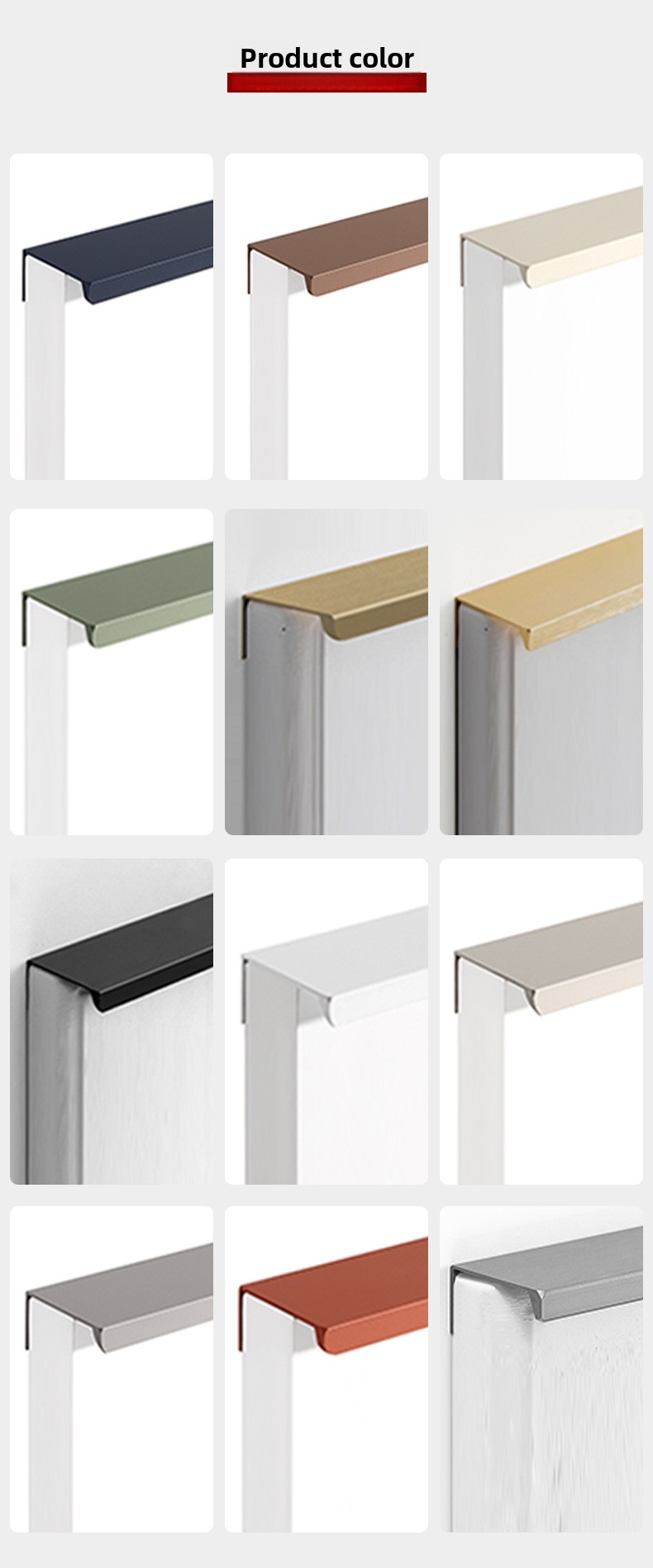 Nordic Style Modern Extra Long Concealed Invisible Wardrobe Door Handle White Gray Aluminum Alloy Durable Living Room No