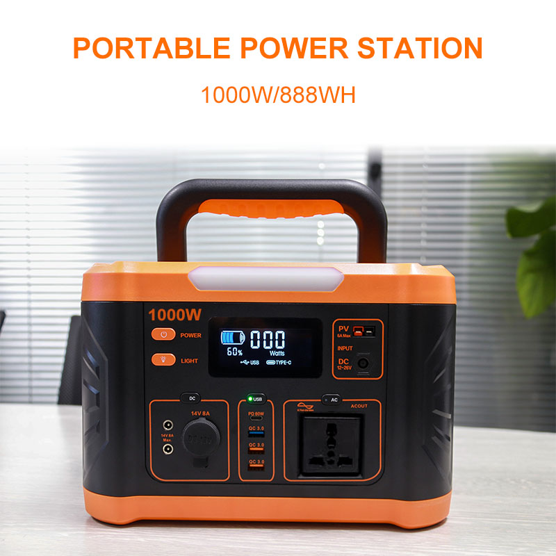MPPT 1000 Watt Powerstation 888wh Portable Backup Power Station With LED Light