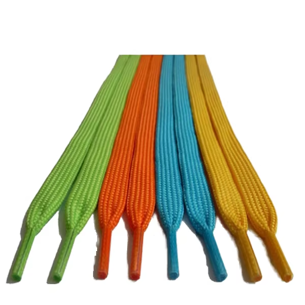 Flat Shoelace 100% Polyester Custom Color Drawstring Cord For Sneaker Shoes