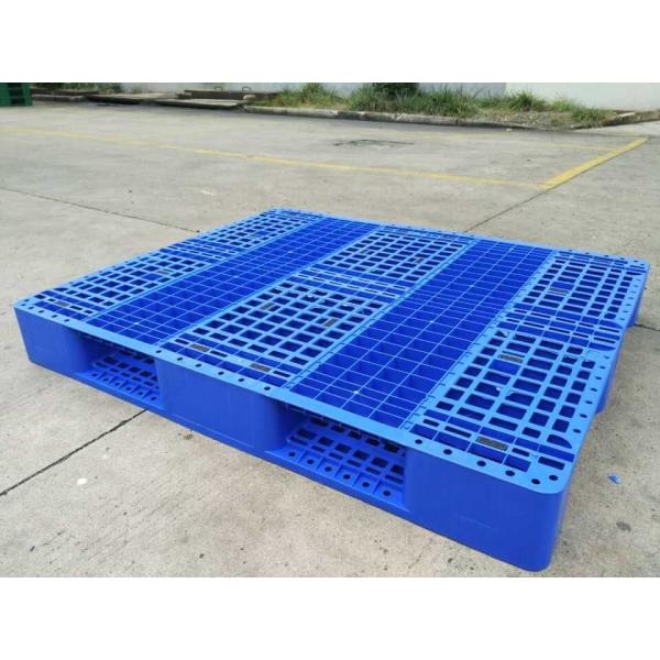 HDPE Reusable Solid Heavy Duty Plastic Pallets 3 - Skids In Blue Color