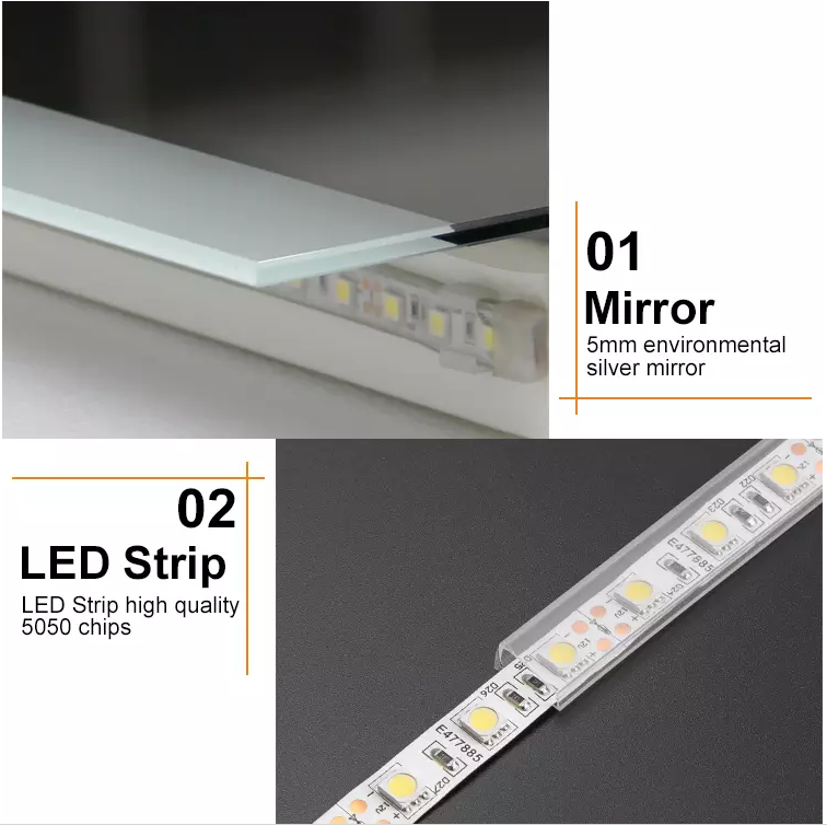 Modern Hotel Bathroom Round Illuminated Mirror with Custom Shape and IP44 Rating Design