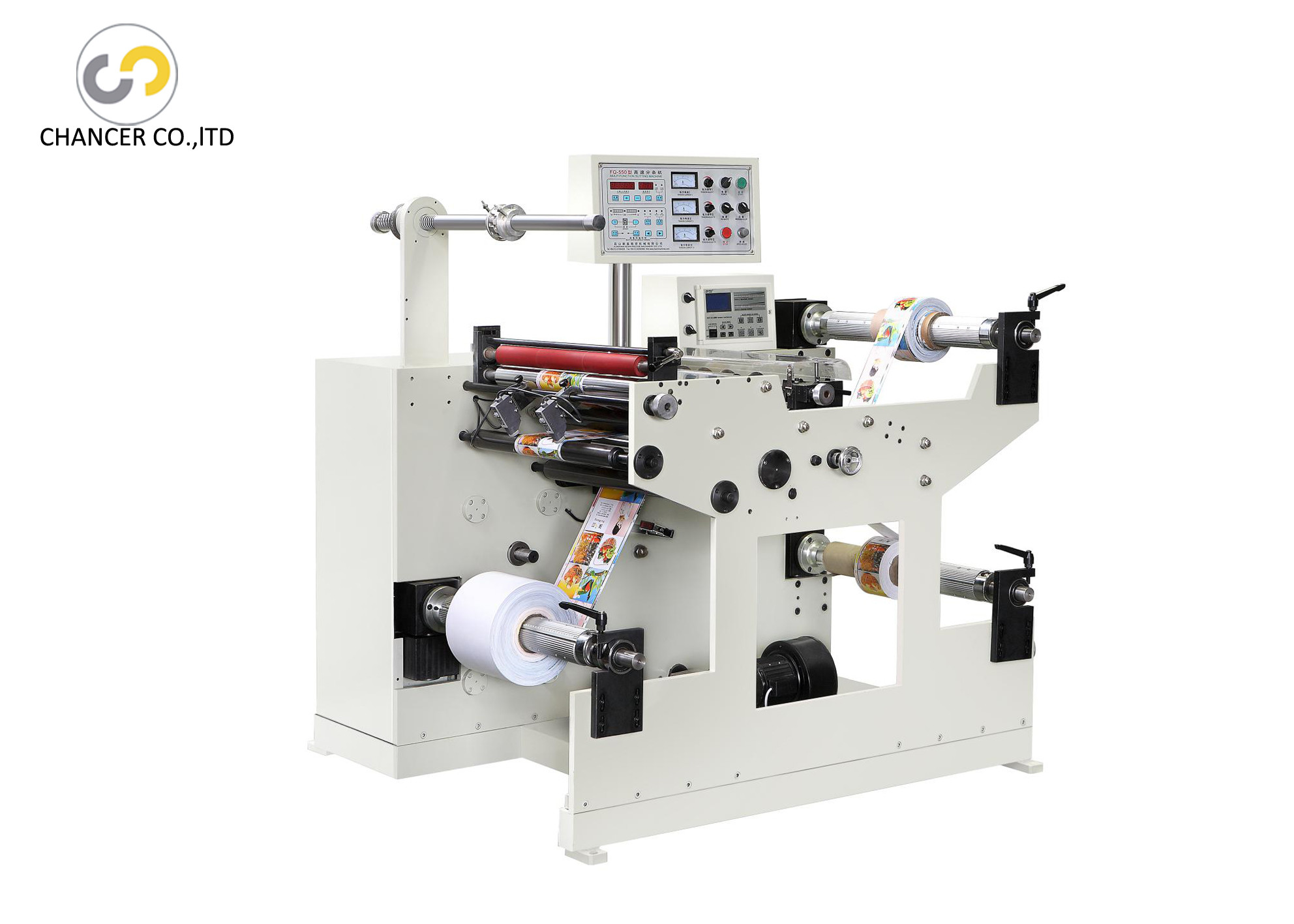 High speed jumbo paper roll label slitting rewinding machine