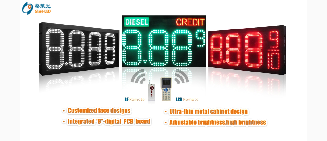110/220VAC Power Input Front or Rear Access 18 Inches Digital LED Gas Signs for Outdoor