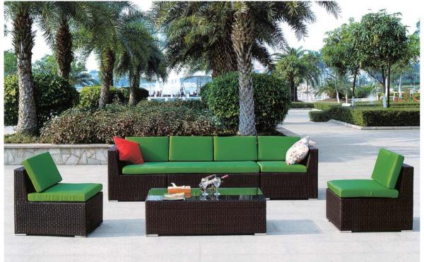 Quality YLX-RN-016 Simple Noval Long Rattan Sofa with Rectangle Rattan Table for sale