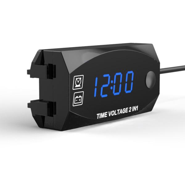 IP67 Digital Calibrate Led Motorcycle Volt Meter 120cm Wire Length