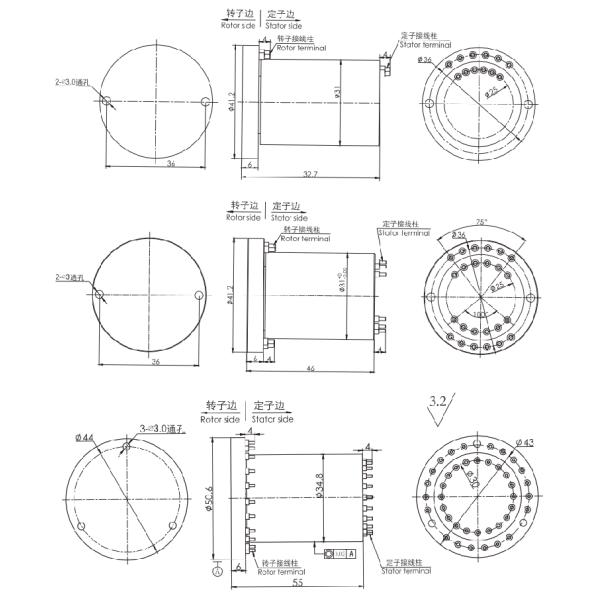 g000 series G000 Series Super High Speed Slip Ring(Max Speed 12000RPM) slip ring Drawing