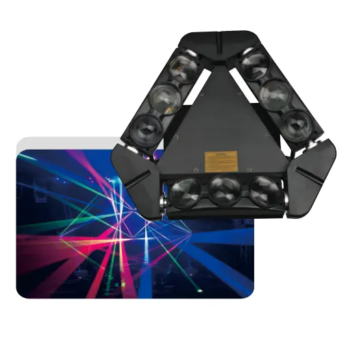 DMX512 Controlled Mini LED Spider Beam Moving Head Light with 9 Heads and IP20 Rating