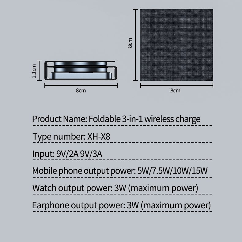 Qi 15W Fast Magnetic Magnetic Portable Charger 3 In 1 For Mobile Phone Smart Watch Earphone