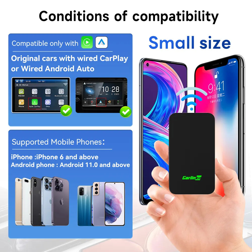 Car Wired To Wireless Carplay Android Auto 2 In 1 Adapter CPC200-2air Plug And Play Design