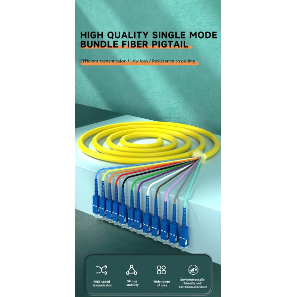 HXCOWO SM G657A 12 Cores Colors LC/APC LC/UPC FTTH Fiber Optic Pigtail for 3G Network