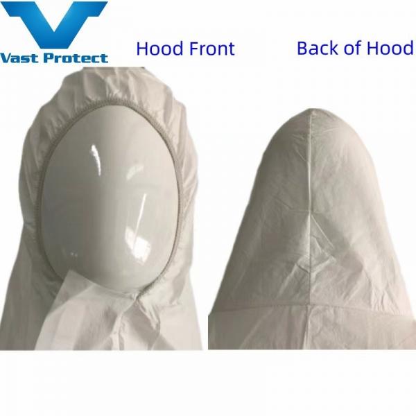 Quality En ISO 13982 Disposable White Anti Static Microporous Coverall Without Shoe Cover for sale