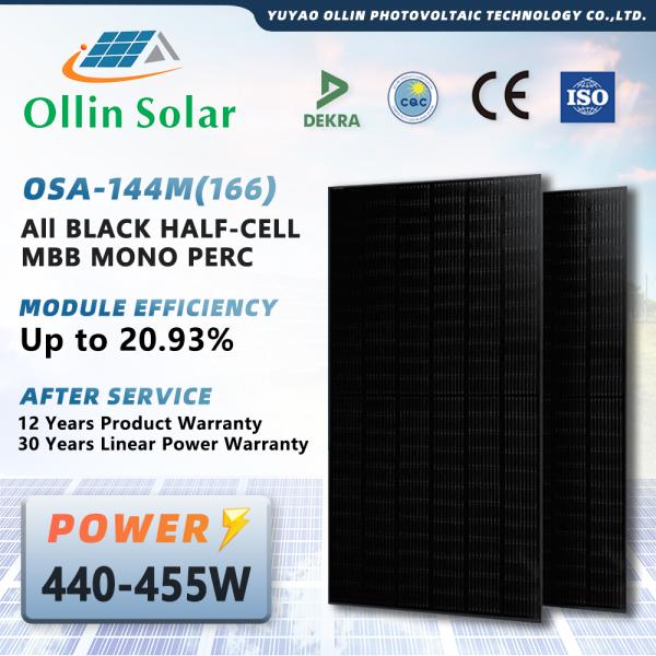Full Black Mono Half Cell Solar Panel Kit For Homes 445W 450W 455W 460W