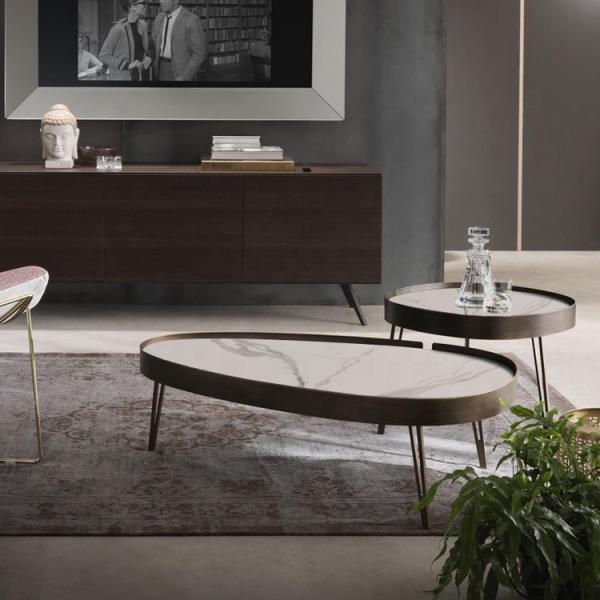 110cm Long Marble Coffee Table Set