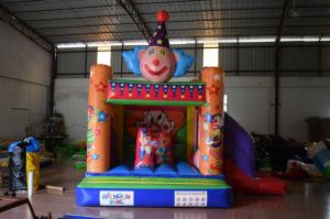 China Inflatable circus clown bouncer combo full of digital painting funny inflatable clown themed jump with slide wholesale