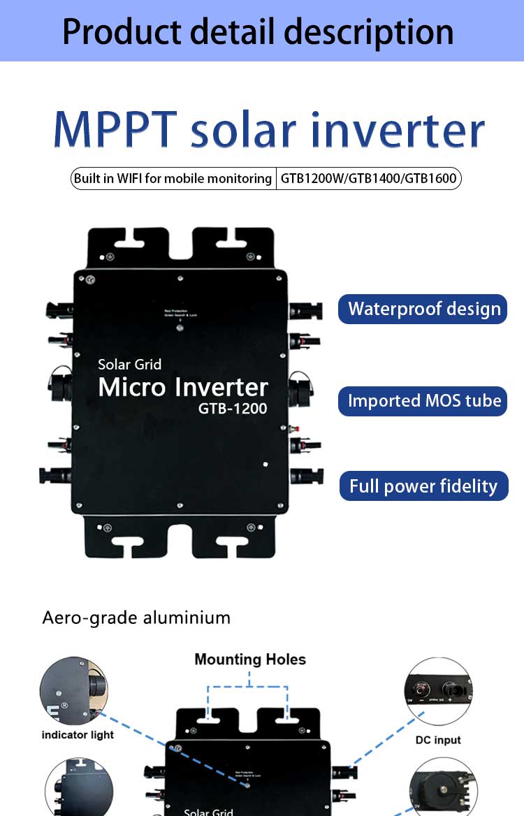 Smart 1400W 1600W On Grid Tie Mppt Solar Micro Inverter Grid Tie Micro Inverter Wvc-800W-Life