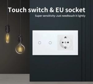 China Euro Standard Type 157 2 Gang Touch Switch Socket Combination For Circular Mounting Box wholesale