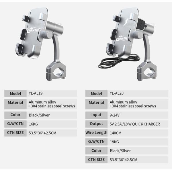 Rear Mirror Dirt Bike Phone Holder , 5V 2.5A Bmw Motorcycle Phone Mount