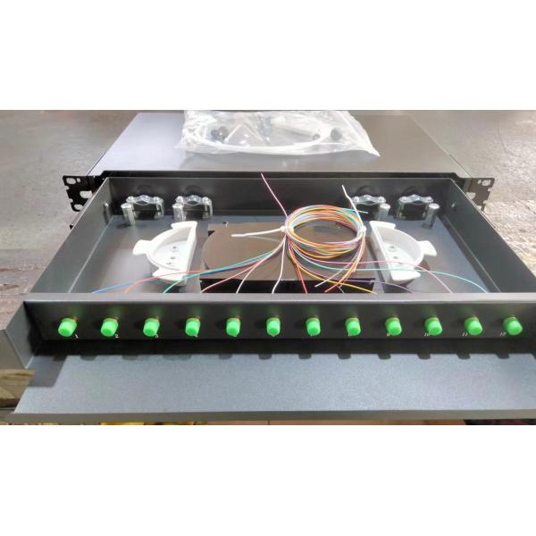 19 Inch Sliding Fiber Patch Panel 12 Port FC APC Simplex Adapter Networking Solution
