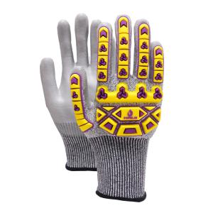 4X43CP PU Dipped Anti-Impact Work Gloves  HPPE Liner Cut Resistant Safety Gloves