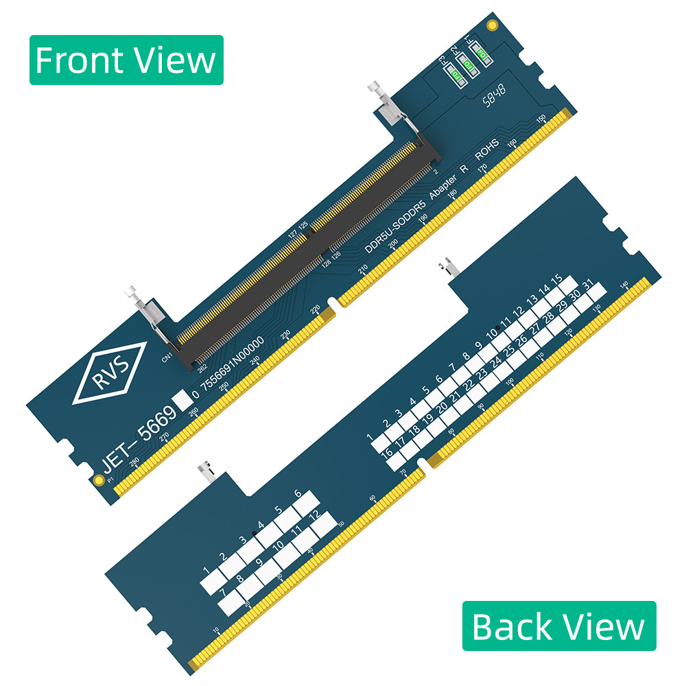 Laptop DDR5 RAM to SO DDR5 U-DIMM Desktop Adapter Card, Memory Tester SO DDR5 to DDR5 U-DIMM Converter
